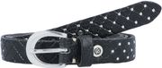 b.belt Riem Lilou Silver Leder-Nietengürtel W80 Black Zwart