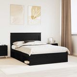 vidaXL Bedframe Zwart eiken 140 x 190 cm Bewerkt hout