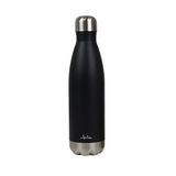 JATA HTER1011 Roestvrijstalen waterfles, 500 ml, BPA-vrij, thermosfles met schroefsluiting, houdt koude of warme dranken, dubbel geïsoleerd, voor binnen en buiten, zwart