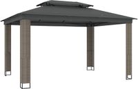 vidaXL Prieel met dubbel dak 3,94x2,96 m staal antracietkleurig