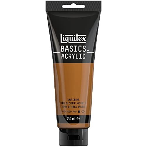 Liquitex 88700227 Basics enkelvoudig pigmenteerde acrylverf, kunstenaarspigmenten, lichtecht, medium viscositeit, goede kwaliteit, satijn finish - 250ml tube, Raw Sienna