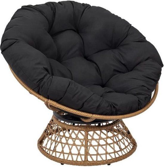 Anders HOME DECO FACTORY Draaibare stoel voor buiten, ronde relaxstoel, 1-zits 360° draaibaar, dik kussen, hoog comfort inbegrepen, tuinmeubelen voor woning, balkon, terras, tuinmeubelen