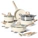Ensemble de cuisine, 15 pièces, avec revêtement antiadhésif, convient à tous types de cuisinières, couleur beige