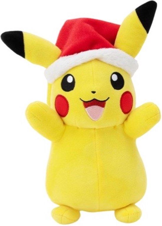 Pokémon Pikachu met kerstmuts - 20 cm knuffel - 0191726497929
