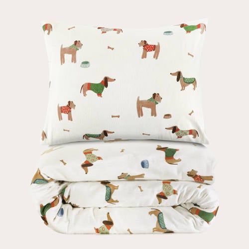 NOUS Kids flanellen dekbedovertrek 1-persoons (140x200 cm) Multi Dierenprint