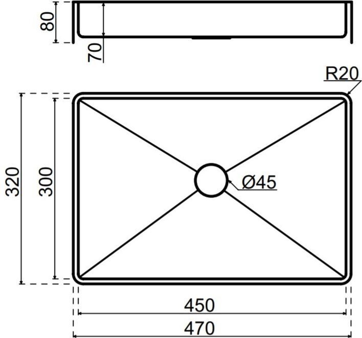 Qisani Qisani Vanity wastafel 47x32x8 Copper / Koper, incl. vaste plug