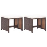 VidaXL Tuinstoel Terras Gecapitonneerde zitting Polyrattan Bruin, Crème, Wit
