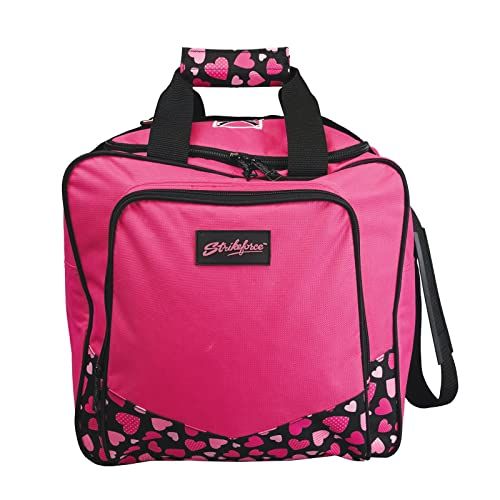 KR Strikeforce Krest Hearts Single Bowling Ball Tote - Holds 1 Ball & Up to Size 14 Shoes (Hearts)