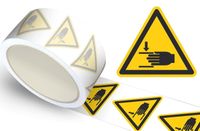 ARBOwinkel.nl Waarschuwingssticker handbeklemming, op rol - 50 mm breed - 450 stickers