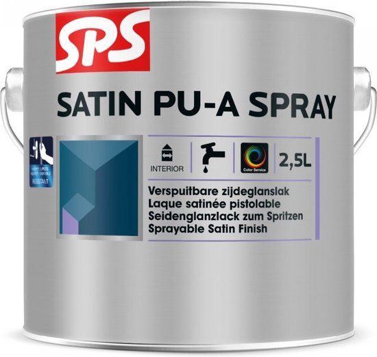 Sps Satin Pu-a Spray - Wit - 2,5 Liter - Zijdeglans - Muurverf voor Binnen - Hout