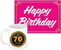 Bellatio Decorations Koffiemok 70 Jaar Vrouw Medaille Zwart Keramiek 300ml