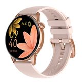 motiofit Prima Slim (2023) Smartwatch Fitness Tracker Amoled Display 7,9 mm dun Always on BT telefonie, spraakassistent NFC Gold Body/Rose siliconen band, Normaal, Modern