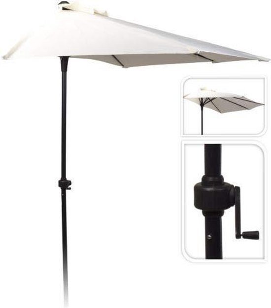 Garden Pro Parasol - Muurparasol - Half Rond - dia 250cm - Wit