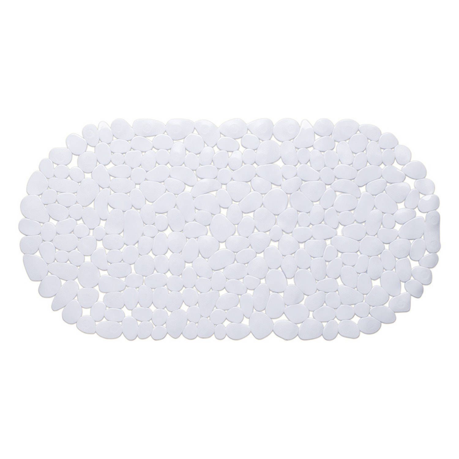 wicotex Witte anti-slip badmat 68 x 35 cm ovaal - Badkuip mat - Schimmelbestendig - Anti-slip grip mat voor douche/bad