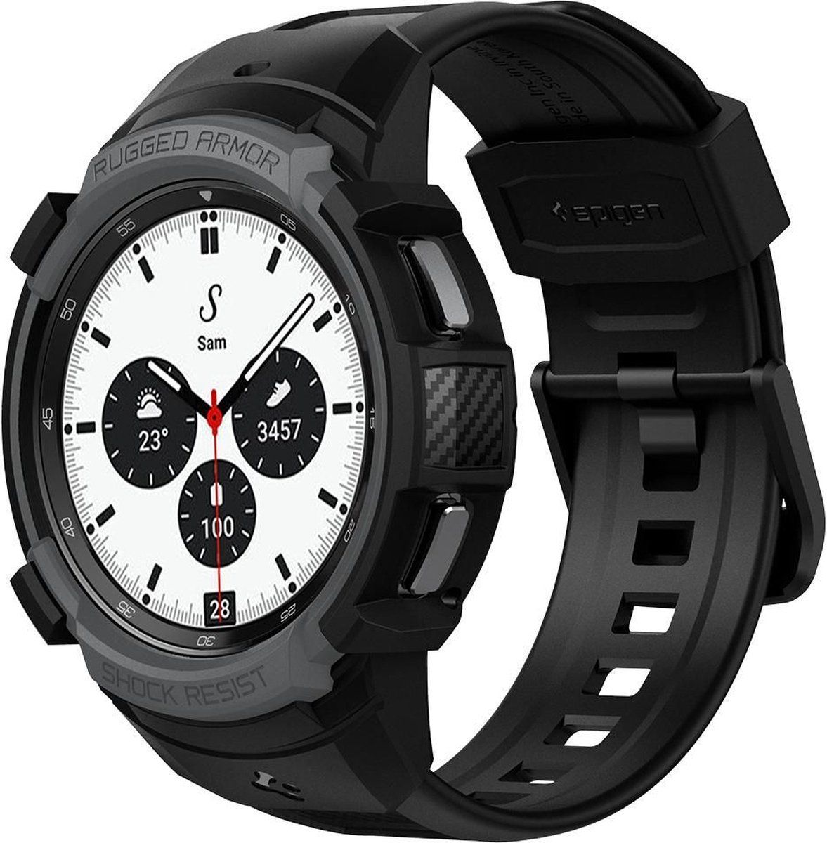 Spigen Rugged Armor Pro Samsung Watch 4 42MM Hoesje en Bandje Grijs