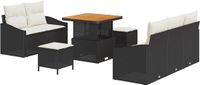 vidaXL Tuinbank - Set - 8 - st - Zwart - poly - rattan
