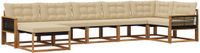 vidaXL - Buiten - bank - set - 7 - st - Natuurlijk - en - Beige - Massief - Acacia - Hout