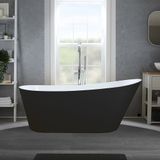 Hudson Reed Baignoire îlot Moderne - Noir (Midnight Black) et Trop-plein Chromé | 170cm x 75cm | Otterton