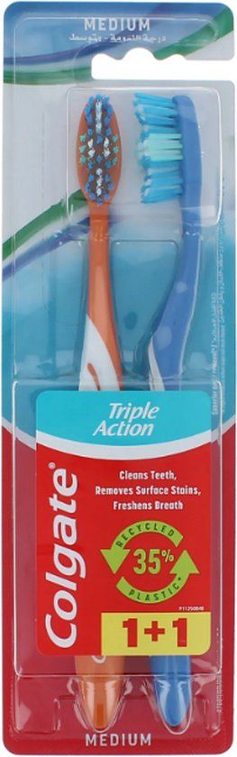 Colgate Triple Action Tandenborstel Medium 2 stuks