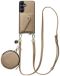 AVY Étui en cuir pour Samsung Galaxy S25 / S24 | Avec Cordon, Portefeuille et Pochette | Compatible MagSafe | Étui en cuir avec cordon de 130 cm | Cuir Long | Beige