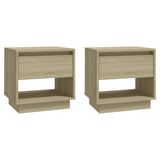 VidaXL Nachtkastjes - Set van 2 - Sonoma Eiken - 45x34x44 cm