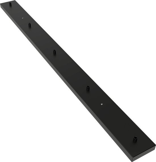 Calex metalen plafondplaat mat zwart 130x10cm met 5 uitgangen