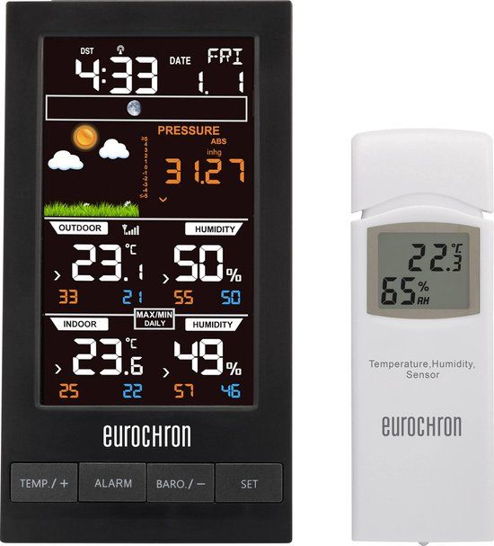 Eurochron EFWS S250 Draadloos weerstation - Voorspelling voor 12 tot 24 uur