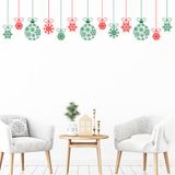 Ambiance Sticker Kerststicker, rode en groene kerstballenslinger - zelfklevende kerststickers - feestdecoratie - 110x110cm
