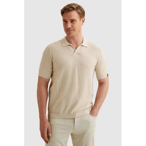 Vanguard regular polo met linnen gebreid beige