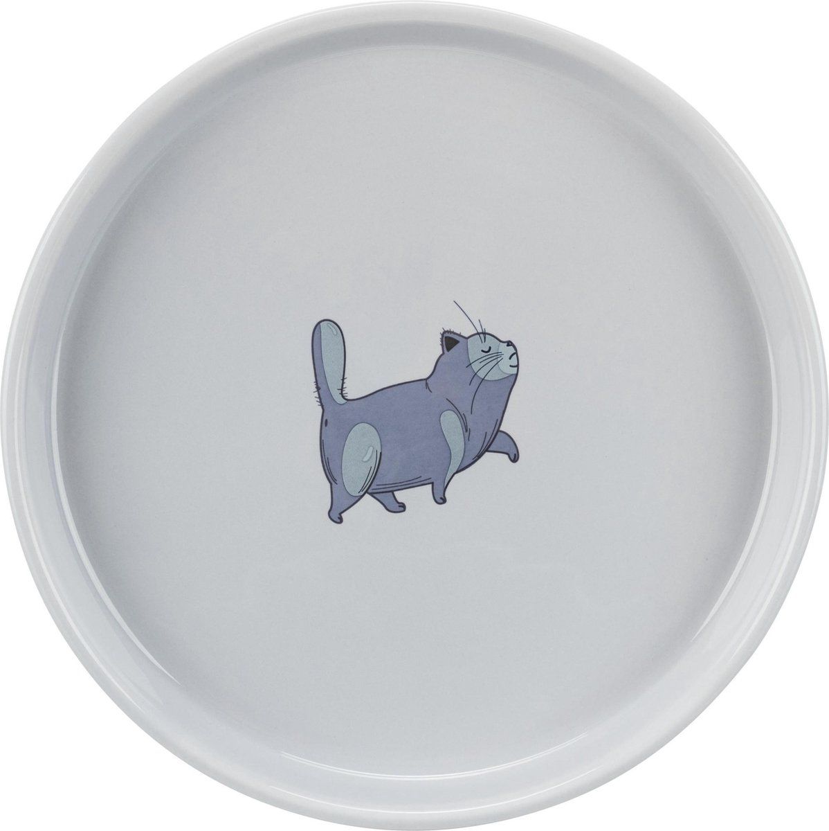 TRIXIE Voer/waterbak plat en breed kat keramiek | Grijs 23 cm 600 ml