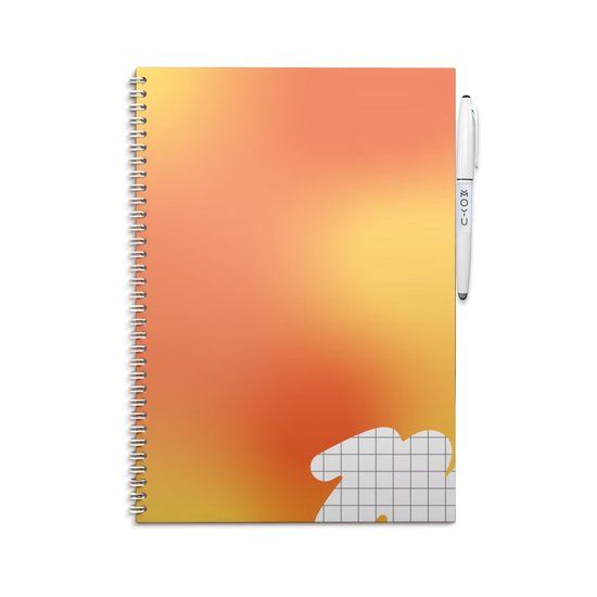 MOYU Uitwisbaar Schoolschrift A4 - Softcover - Ruitjes pagina’s - Inclusief uitwisbare pen, penhouder en wisdoekje