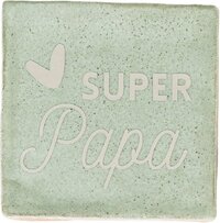 Lottea Tegeltje 'Super Papa' - Groen - Keramiek - 10x10cm - Cadeau voor Papa