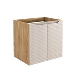 Splendor meuble de salle de bain 60 cm sous lavabo, aspect chêne, beige, avec 2 portes, MDF fraisé
