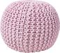 Homescapes Rond gebreide poef 100% katoen - Pastel Roze - 35x40 cm