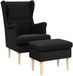 vidaXL - Fauteuil - met - Voetenbank - 2 - stuks - Zwart - Bouclé