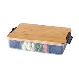 Farberware Build Snacklebox Dienblad met vergrendeling bamboe snijplank deksel, draagbare opslagcontainer met compartimenten voor charcuterie en meer-make it. Neem het. Geniet ervan, 38,5 x 40,6 cm,