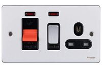 Schneider Electric GU4501BBC Ultimate Low Profile, geborsteld chroom, zwart inzetstuk 45A fornuisbesturingseenheid + neon