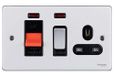 Schneider Electric GU4501BBC Ultimate Low Profile, geborsteld chroom, zwart inzetstuk 45A fornuisbesturingseenheid + neon