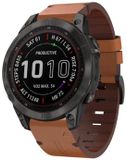 By Qubix - Leren bandje - Bruin - 22mm Quickfit - Geschikt voor Garmin Fenix 8 / 8 Pro - 47mm