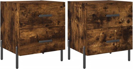 vidaXL Nachtkastjes - 2 stuks - Bewerkt Hout - Gerookt Eikenkleur