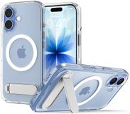 Spigen Ultra Hybrid S MagFit - Hoesje Geschikt voor Apple iPhone 17 - Compatibel met MagSafe - Back Cover met Air Cushion - Uitklapbare Standaard - Transparant Wit