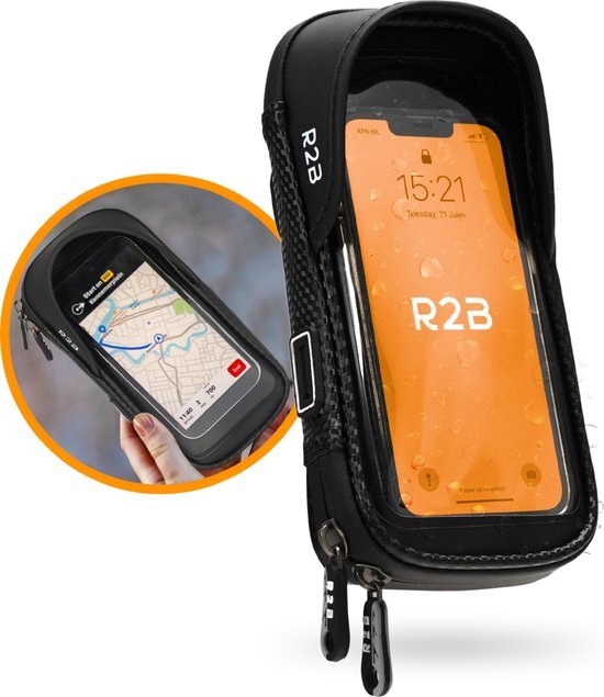 R2B Robuuste telefoonhouder fiets waterdicht met 360 graden rotatie - Model "Leiden" - Ook voor scooter & motor - Gsm houder fiets - Fiets accessoires