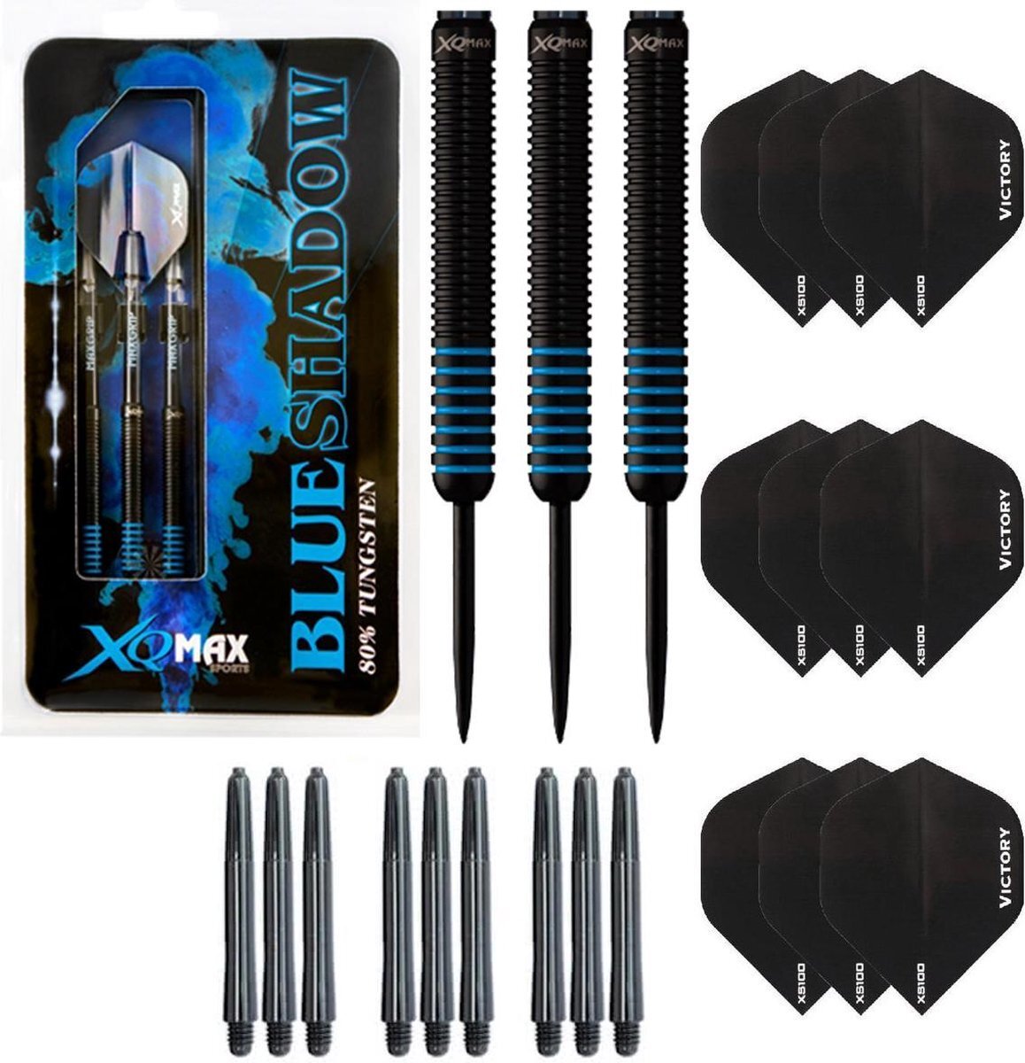 Dragon Darts Blue Shadow – dartpijlen – 25 gram tungsten - inclusief 9 – dart shafts – 9 – dart flights