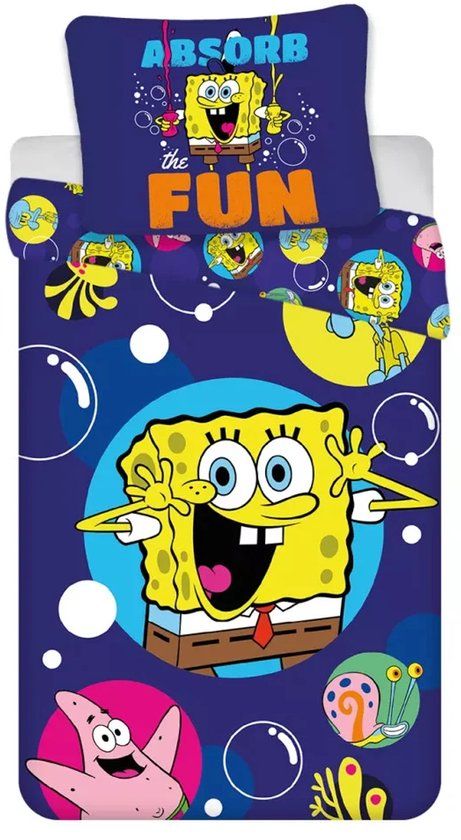 Spongebob dekbedovertrek 100 x 135 cm Katoen Blauw