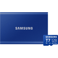 Samsung T7 Portable SSD 2TB Blue + Samsung MicroSDXC T7 128GB 170MB/s