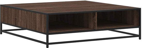 vidaXL Salontafel 100x100x30 cm bewerkt hout en metaal bruin eiken