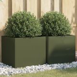 Maison Exclusive - Jardinières, 2 pièces, vert olive, 42x40x39 cm, acier