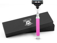 Haryali London 3 Edge Scheermes voor Mannen en Vrouwen - Smart Grip Lichaam & Gezichtsscheermes - Metallic Scheermes voor Mannen - Herbruikbaar Scheermes - Roze