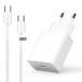 USB-C-oplader, Oplader USB-C 25 W Power Delivery + USB-C-kabel 2 m 60 W nylon gevlochten wit