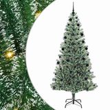 vidaXL Kunstkerstboom Sneeuw Gevlokt met LED Licht Groen en Wit 210 cm